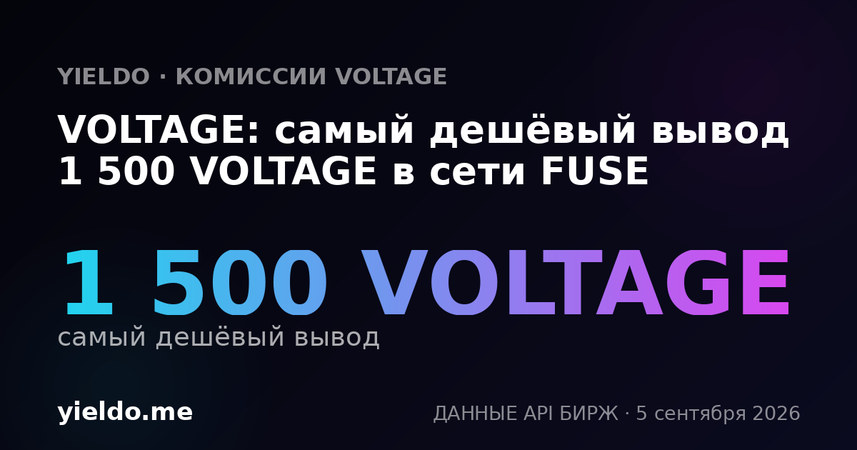 VOLTAGE: самый дешёвый вывод 1 500 VOLTAGE в сети FUSE