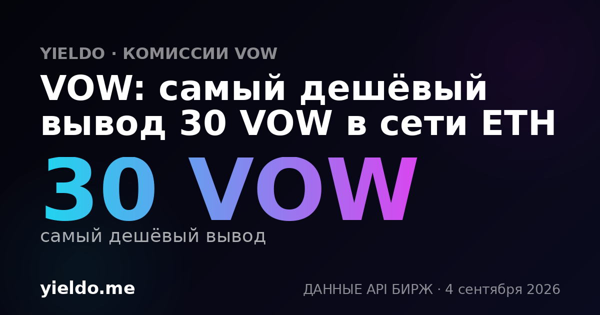 VOW: самый дешёвый вывод 30 VOW в сети ETH