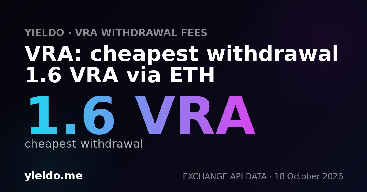 VRA: cheapest withdrawal 1.6 VRA via ETH