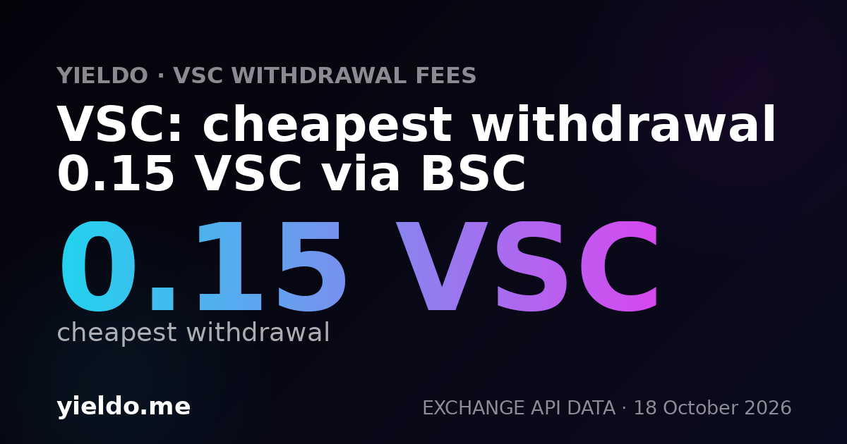 VSC: cheapest withdrawal 0.15 VSC via BSC