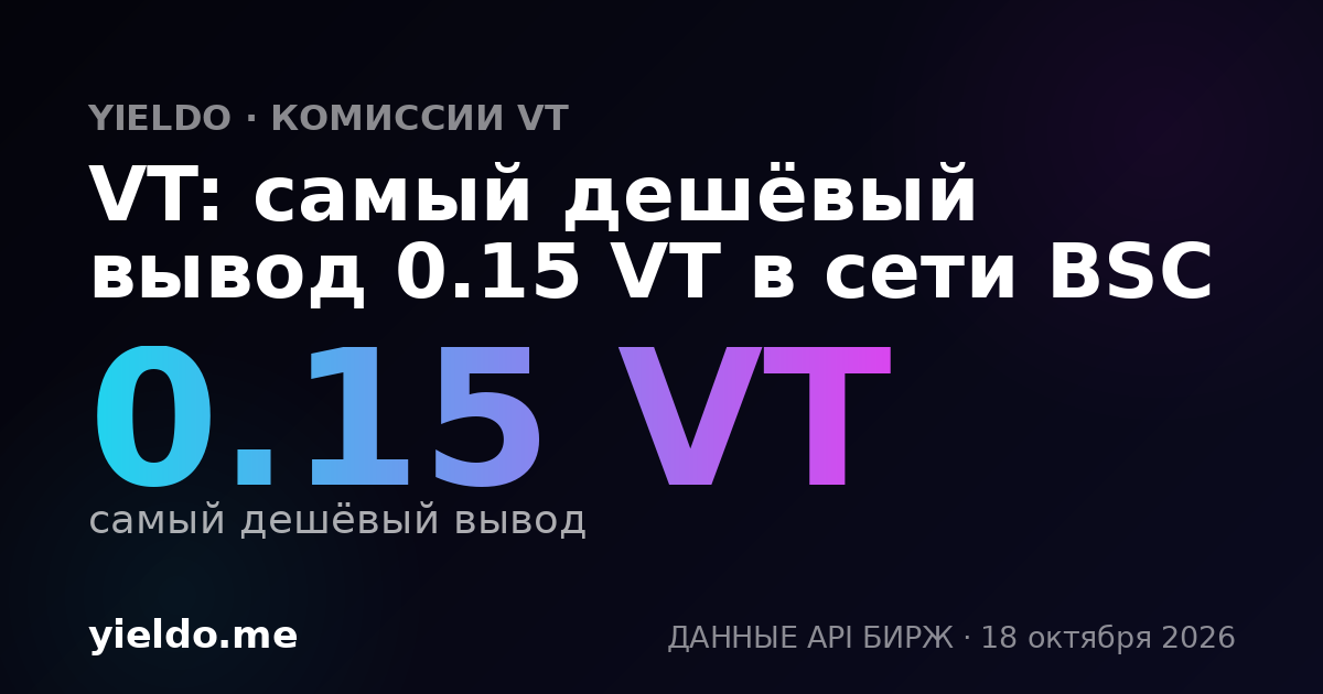 VT: самый дешёвый вывод 0.15 VT в сети BSC