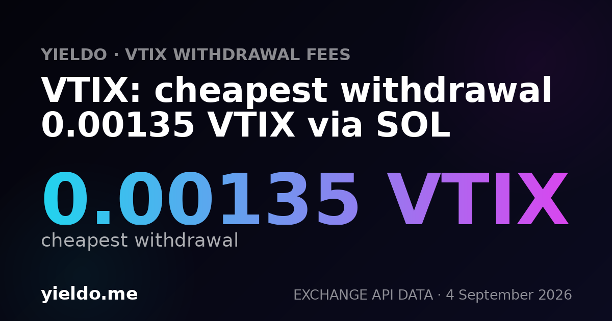 VTIX: cheapest withdrawal 0.00135 VTIX via SOL