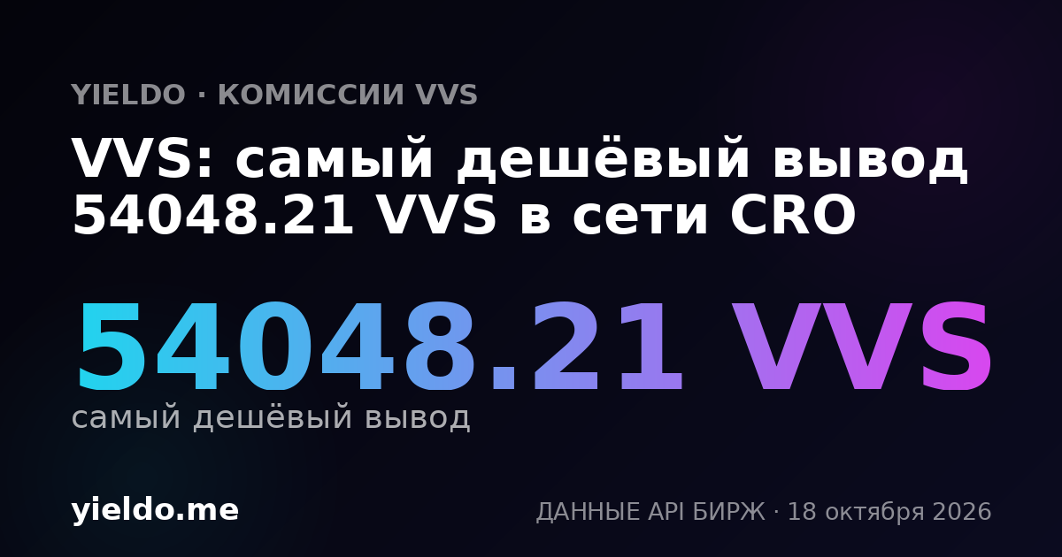 VVS: самый дешёвый вывод 54048.21 VVS в сети CRO