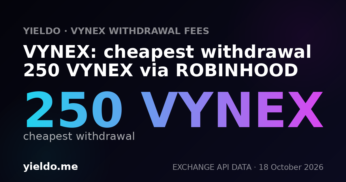 VYNEX: cheapest withdrawal 250 VYNEX via ROBINHOOD