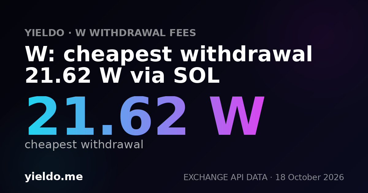 W: cheapest withdrawal 21.41 W via SOL