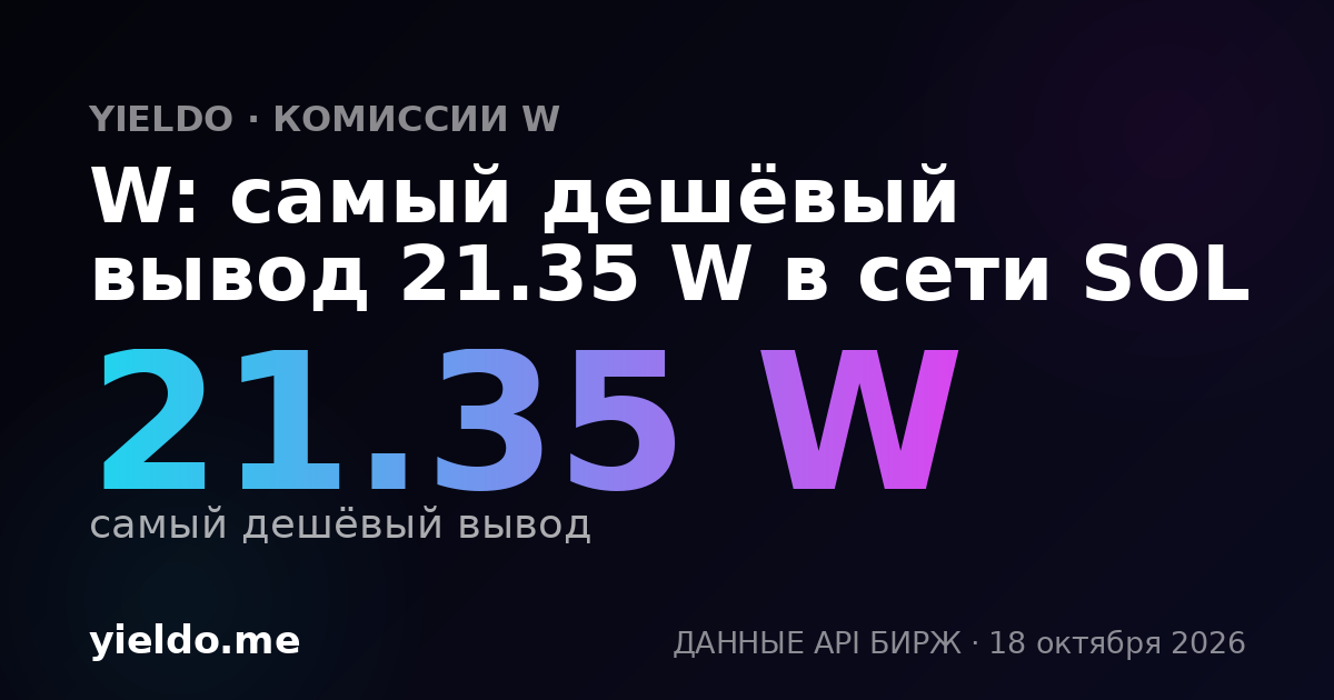 W: самый дешёвый вывод 21.21 W в сети SOL