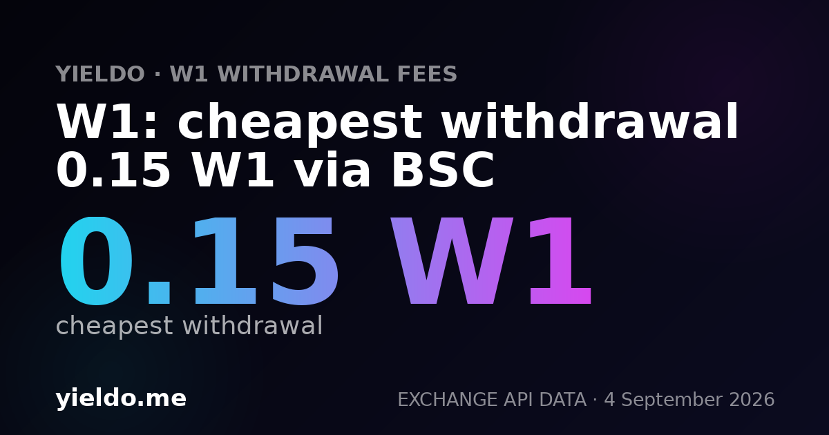 W1: cheapest withdrawal 0.15 W1 via BSC