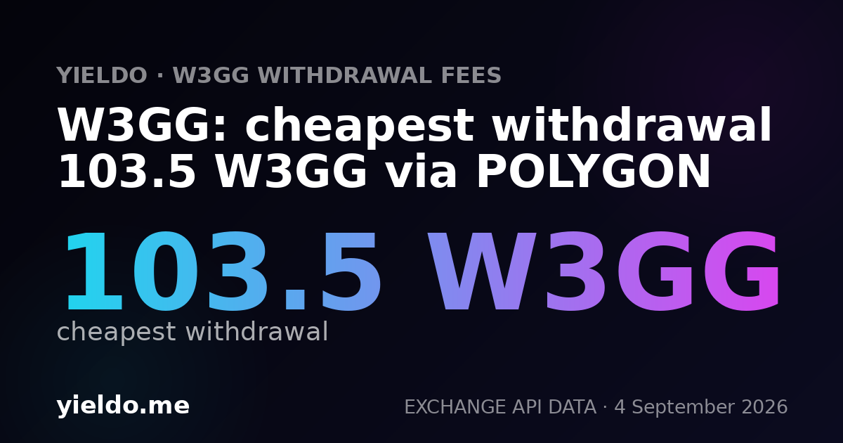 W3GG: cheapest withdrawal 103.5 W3GG via POLYGON