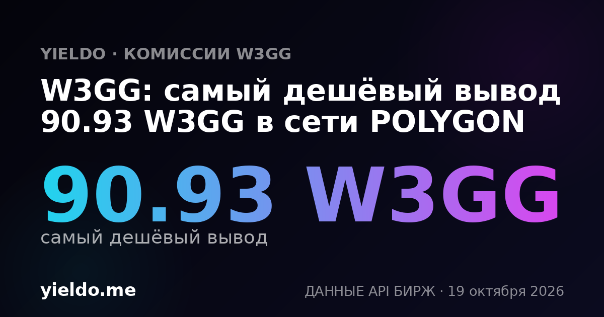 W3GG: самый дешёвый вывод 90.93 W3GG в сети POLYGON