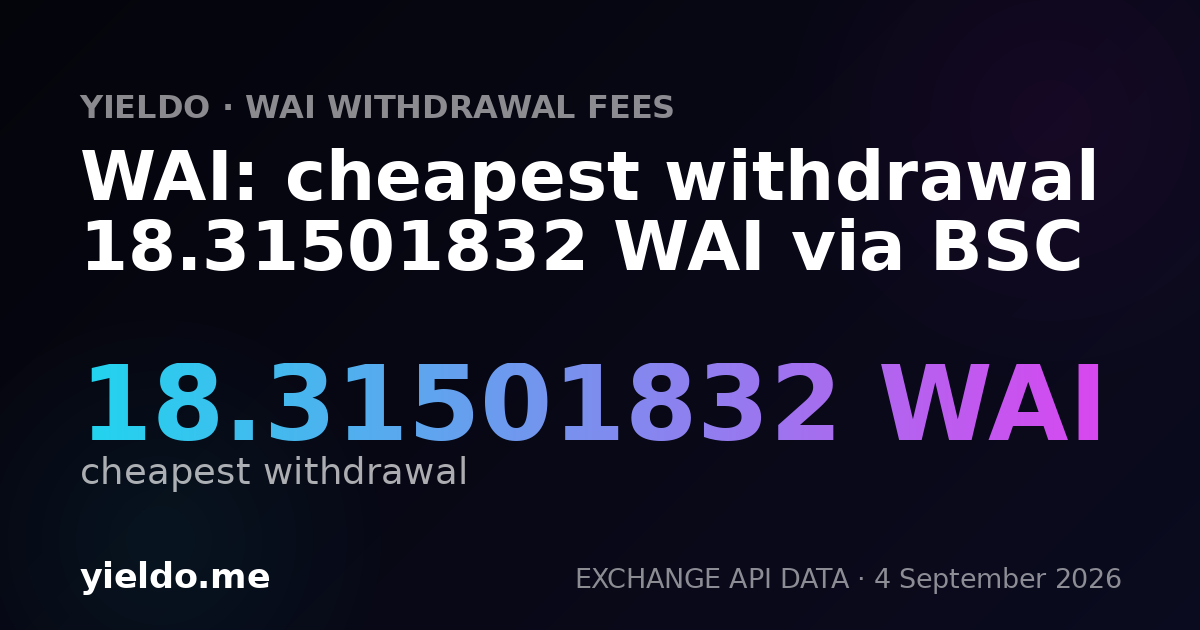 WAI: cheapest withdrawal 18.31501832 WAI via BSC