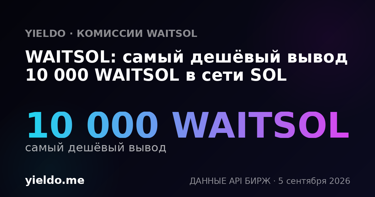 WAITSOL: самый дешёвый вывод 10 000 WAITSOL в сети SOL
