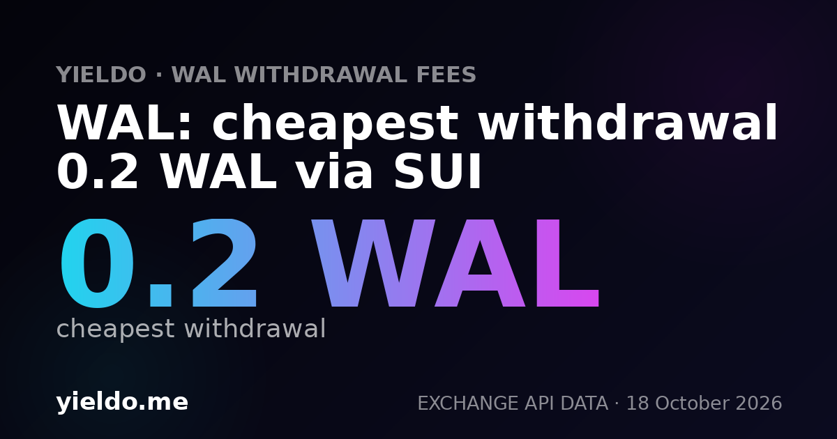 WAL: cheapest withdrawal 0.2 WAL via SUI