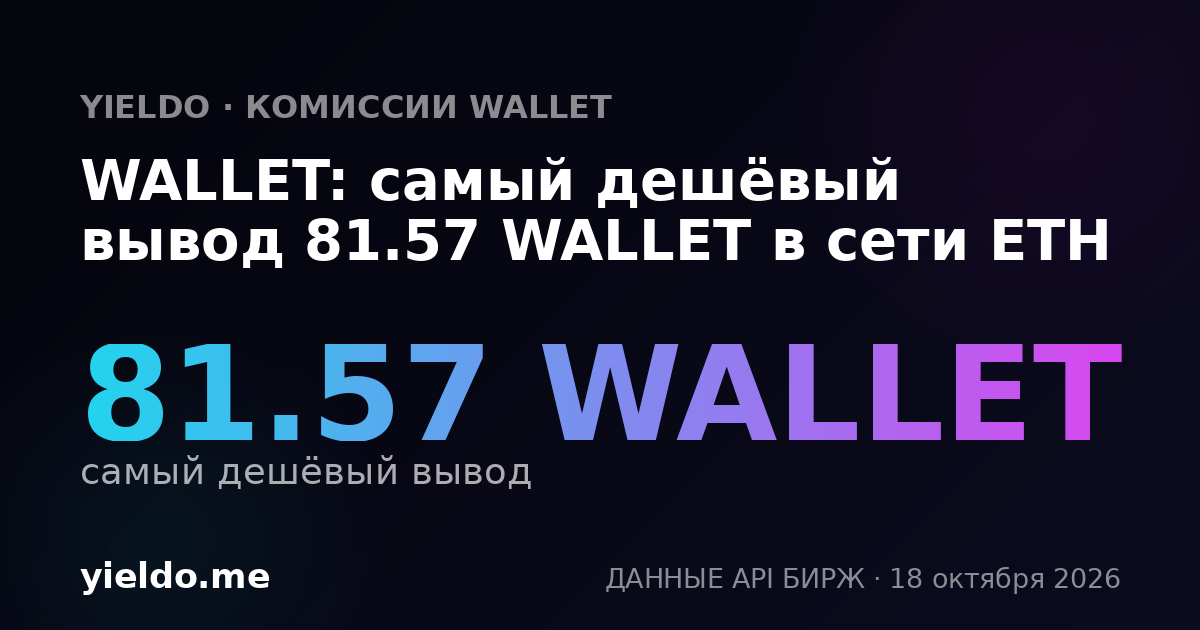 WALLET: самый дешёвый вывод 81.57 WALLET в сети ETH