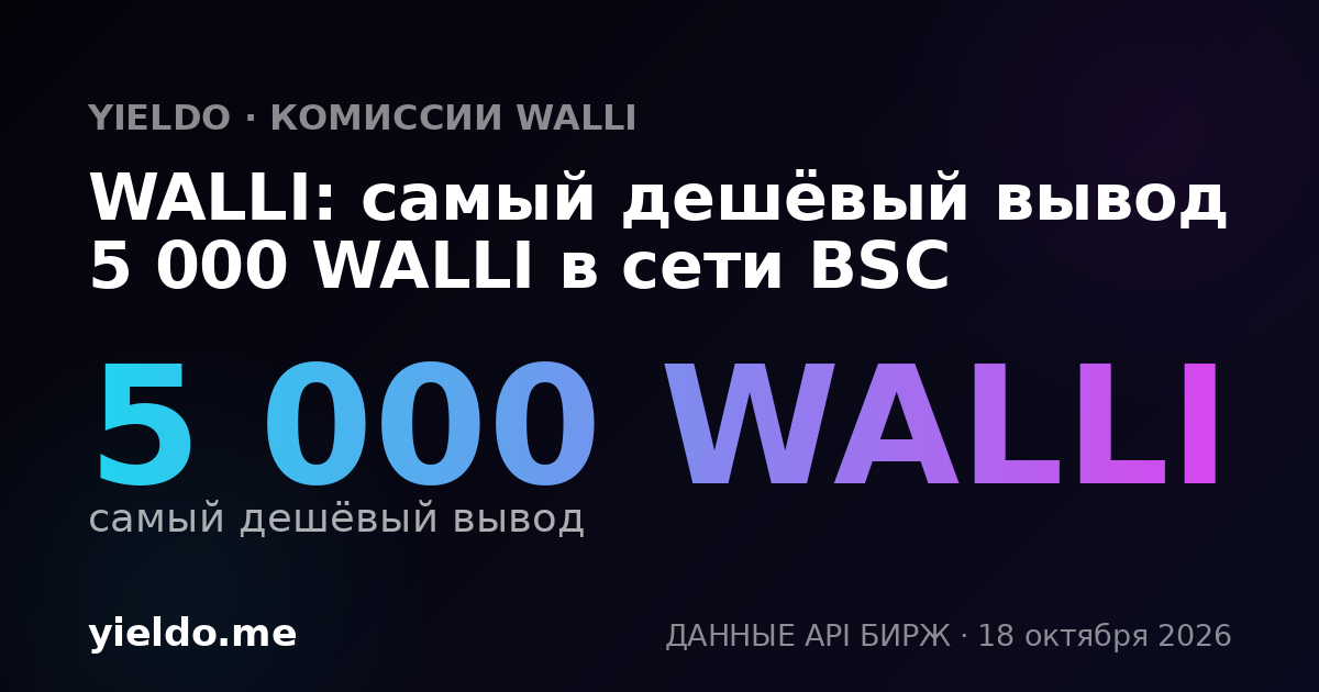 WALLI: самый дешёвый вывод 5 000 WALLI в сети BSC