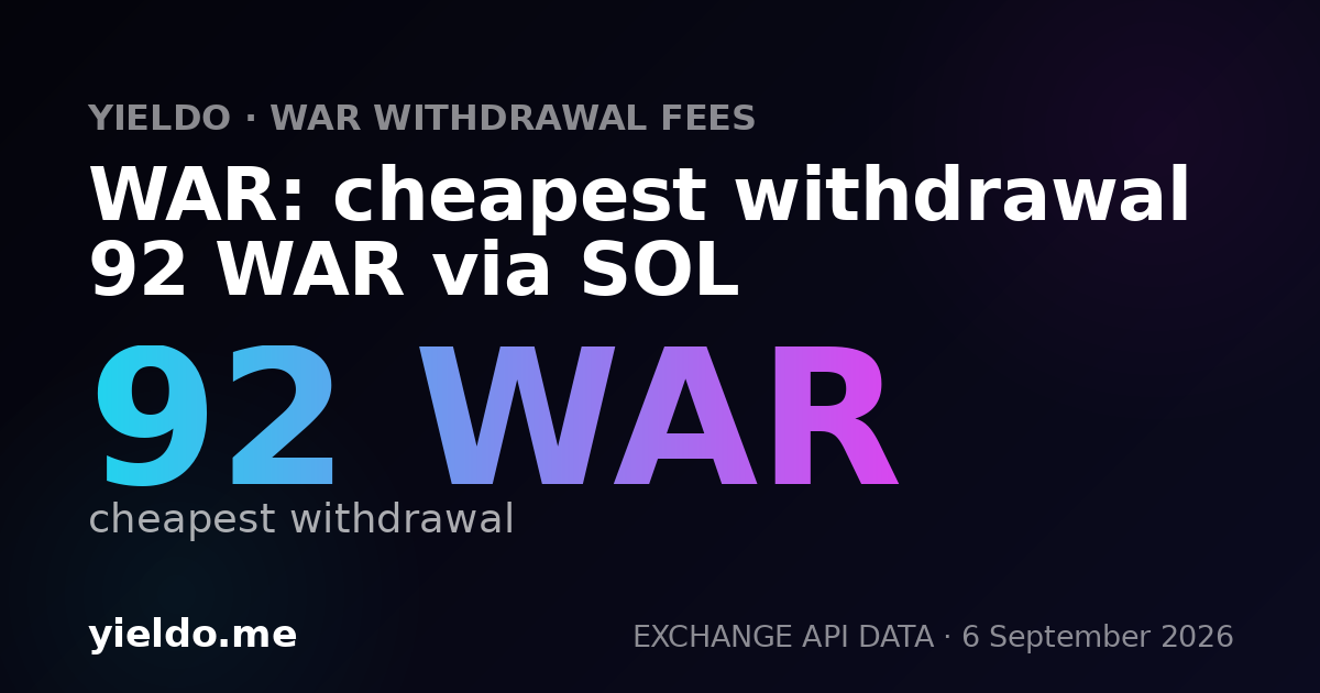 WAR: cheapest withdrawal 92 WAR via SOL