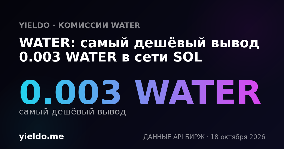 WATER: самый дешёвый вывод 0.003 WATER в сети SOL