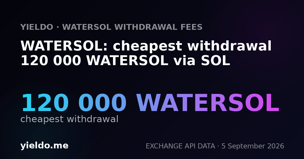 WATERSOL: cheapest withdrawal 120 000 WATERSOL via SOL