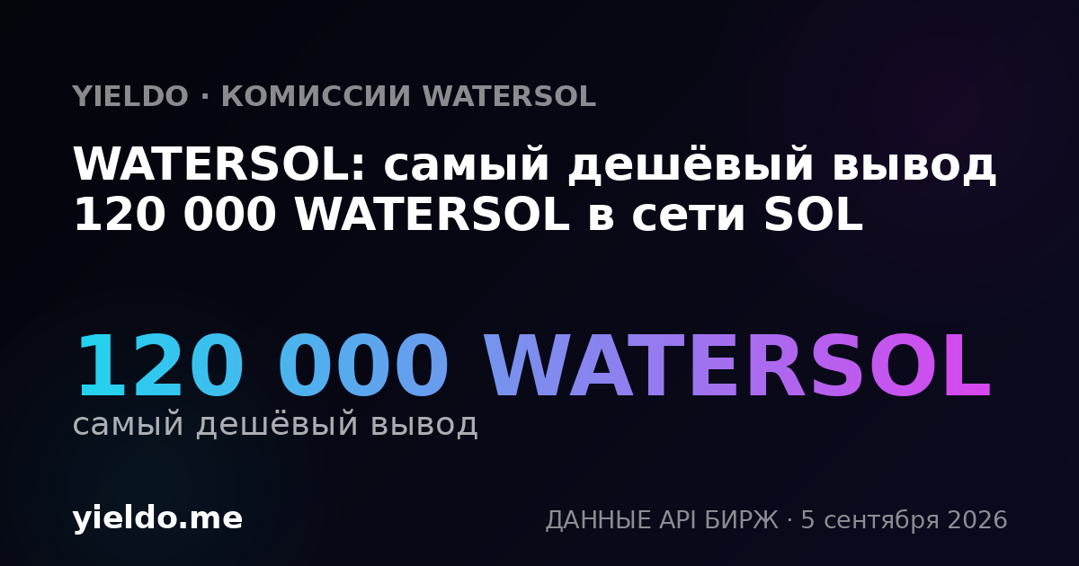 WATERSOL: самый дешёвый вывод 120 000 WATERSOL в сети SOL