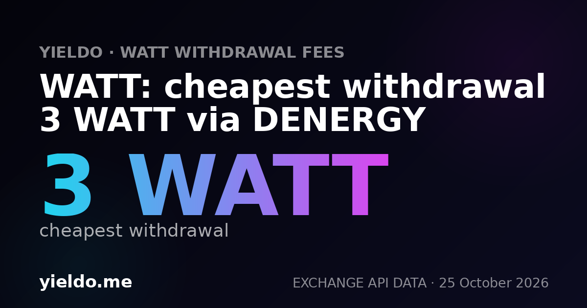 WATT: cheapest withdrawal 3 WATT via DENERGY