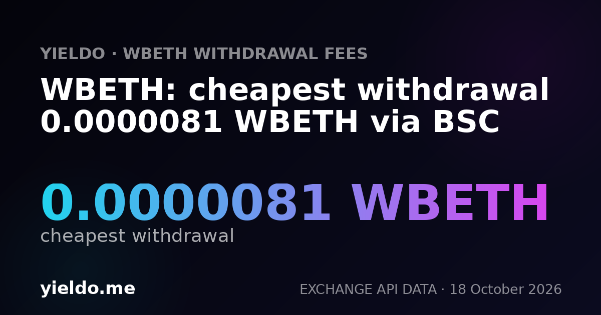 WBETH: cheapest withdrawal 0.0000081 WBETH via BSC