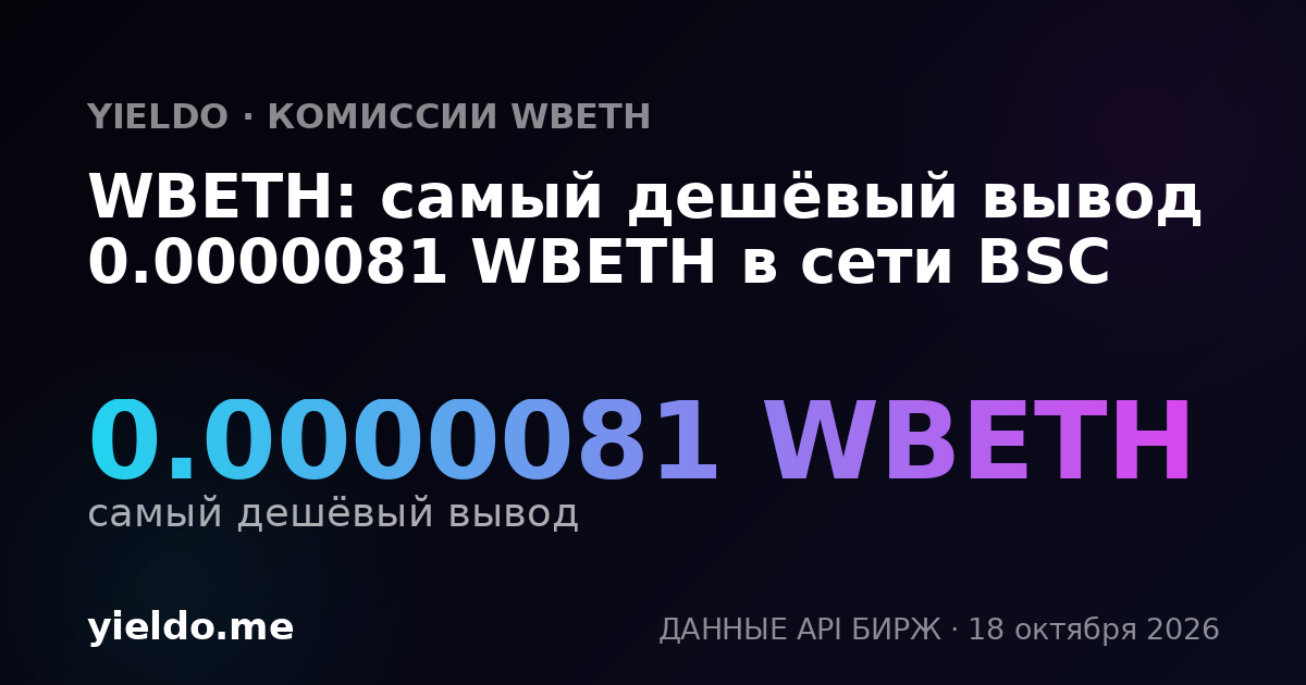WBETH: самый дешёвый вывод 0.0000081 WBETH в сети BSC