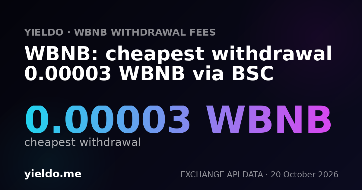 WBNB: cheapest withdrawal 0.00003 WBNB via BSC