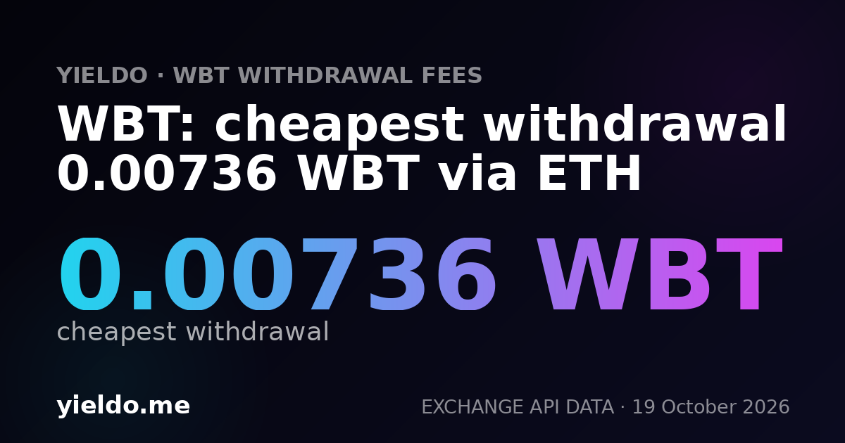 WBT: cheapest withdrawal 0.00738 WBT via ETH