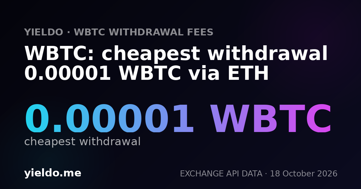 WBTC: cheapest withdrawal 0.00001 WBTC via ETH