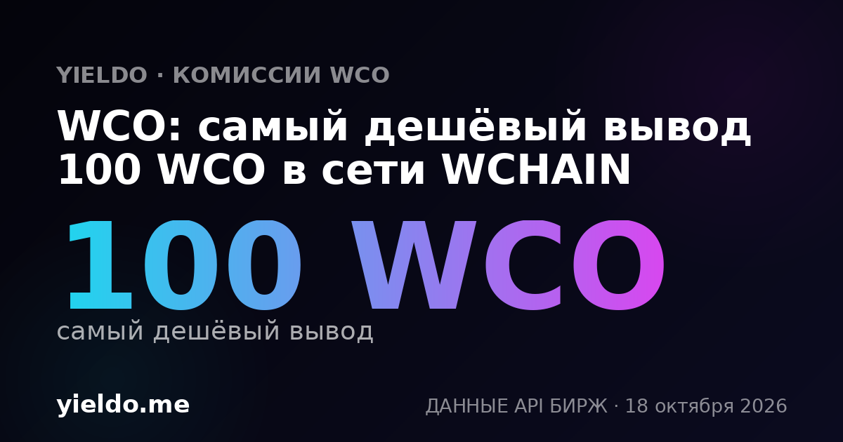 WCO: самый дешёвый вывод 100 WCO в сети WCHAIN
