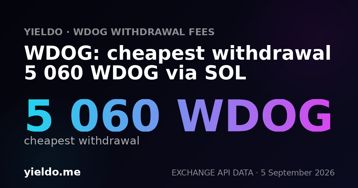 WDOG: cheapest withdrawal 5 060 WDOG via SOL
