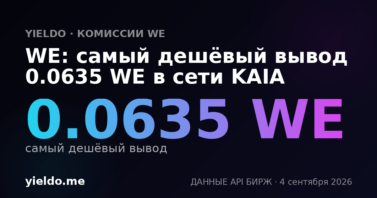 WE: самый дешёвый вывод 0.0635 WE в сети KAIA