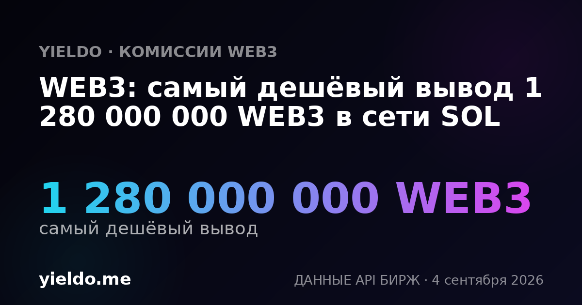 WEB3: самый дешёвый вывод 1 280 000 000 WEB3 в сети SOL
