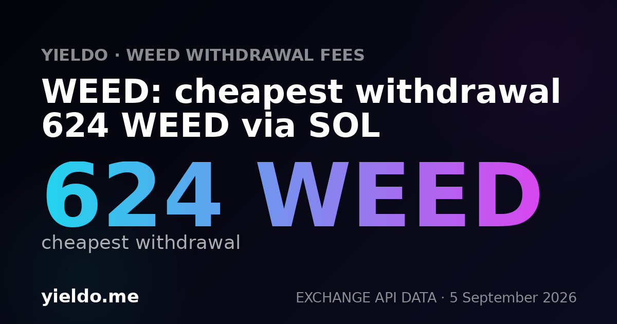WEED: cheapest withdrawal 624 WEED via SOL