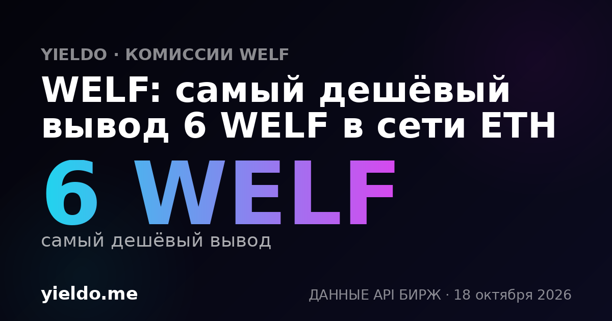 WELF: самый дешёвый вывод 6 WELF в сети ETH