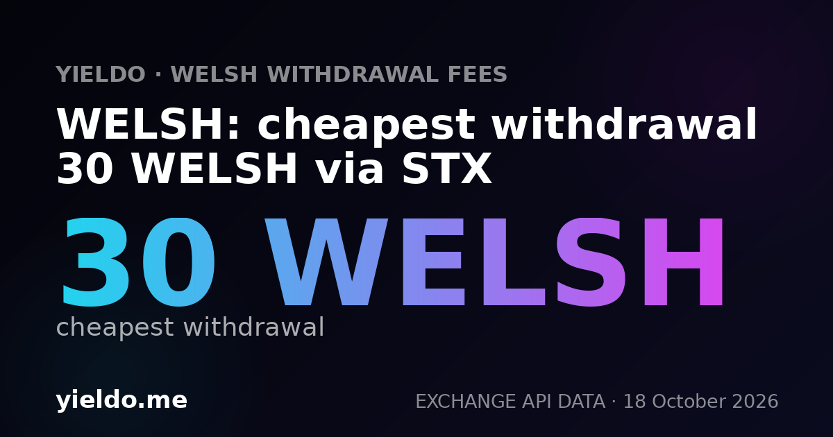 WELSH: cheapest withdrawal 30 WELSH via STX