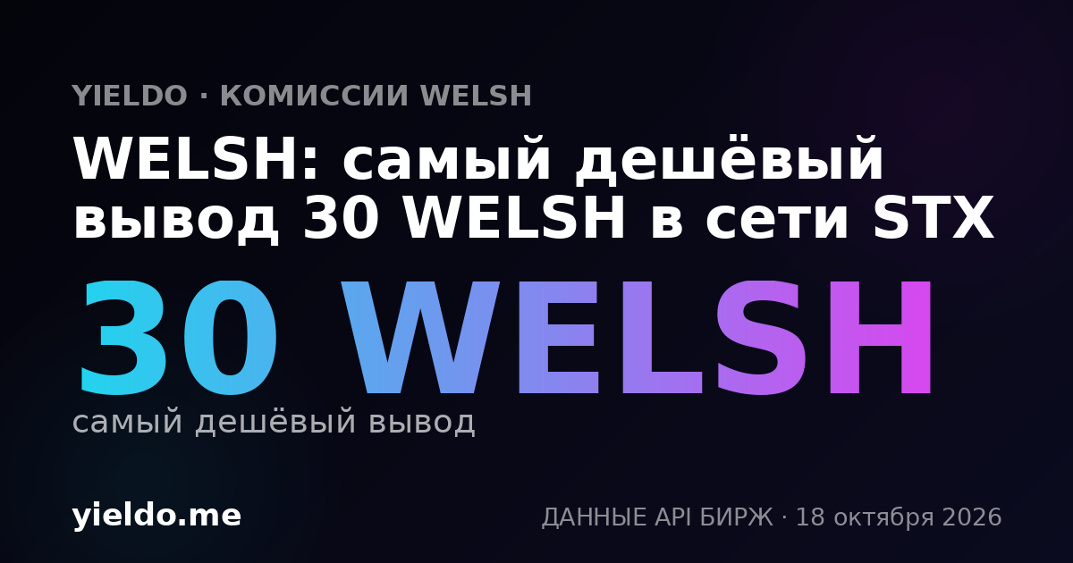 WELSH: самый дешёвый вывод 30 WELSH в сети STX