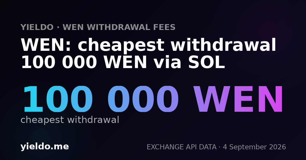 WEN: cheapest withdrawal 100 000 WEN via SOL