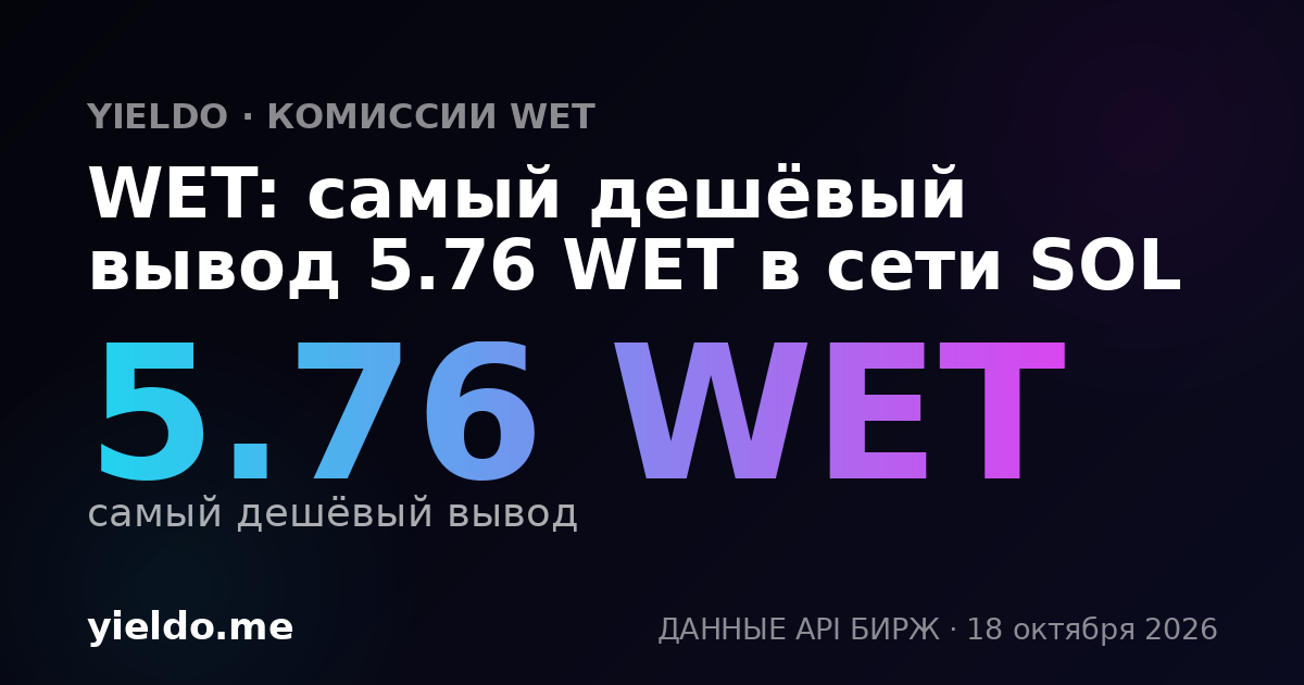 WET: самый дешёвый вывод 5.76 WET в сети SOL
