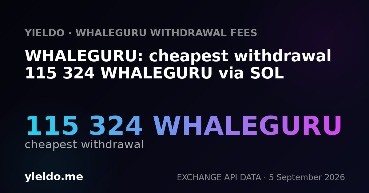 WHALEGURU: cheapest withdrawal 115 324 WHALEGURU via SOL