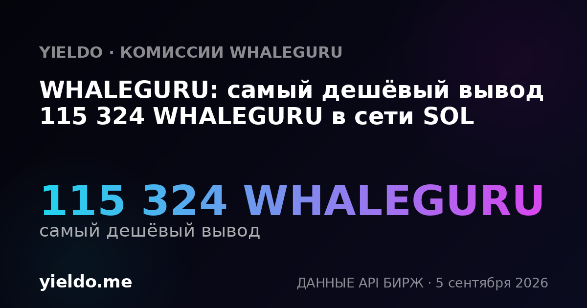 WHALEGURU: самый дешёвый вывод 115 324 WHALEGURU в сети SOL