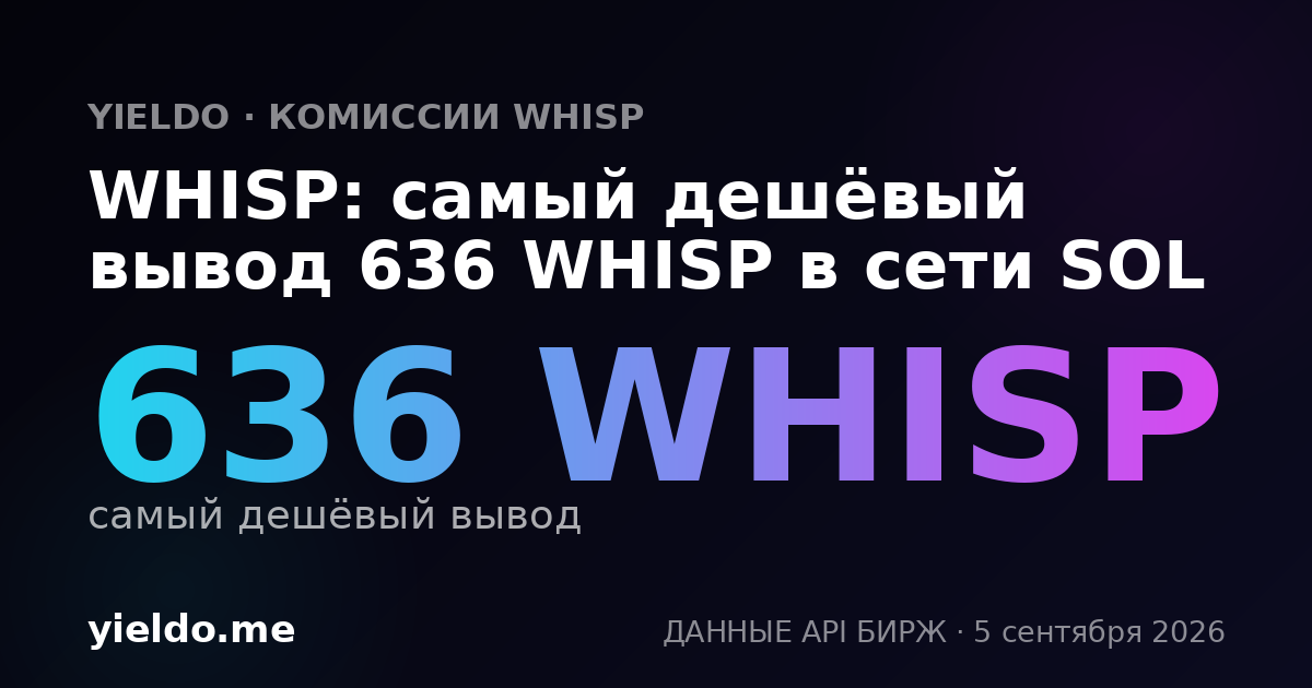WHISP: самый дешёвый вывод 636 WHISP в сети SOL