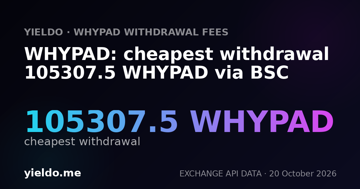 WHYPAD: cheapest withdrawal 105307.5 WHYPAD via BSC