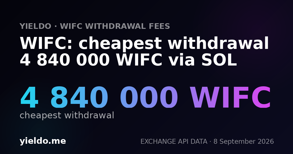 WIFC: cheapest withdrawal 4 840 000 WIFC via SOL