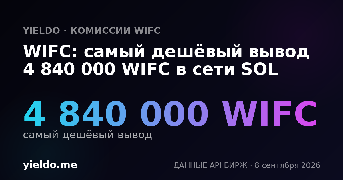 WIFC: самый дешёвый вывод 4 840 000 WIFC в сети SOL