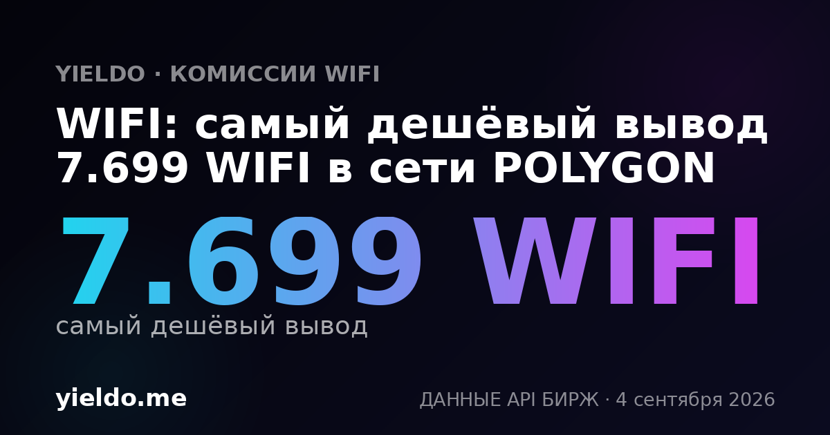 WIFI: самый дешёвый вывод 7.699 WIFI в сети POLYGON