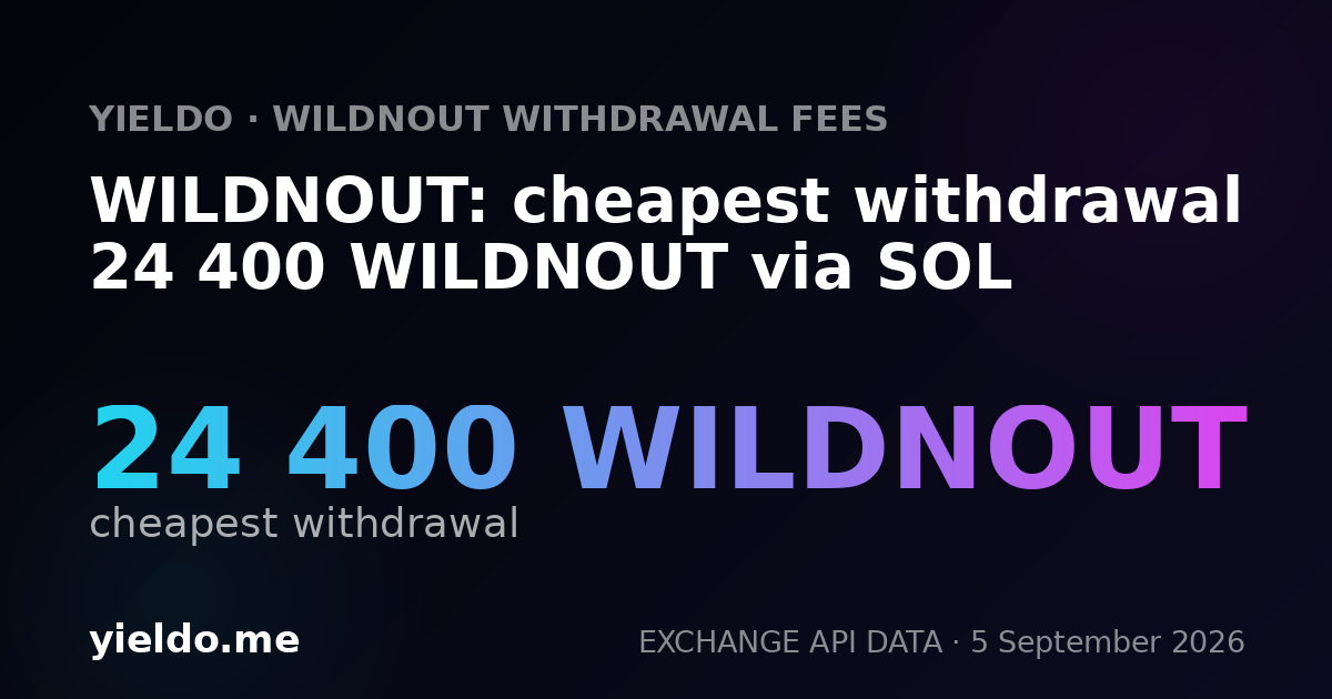 WILDNOUT: cheapest withdrawal 24 400 WILDNOUT via SOL