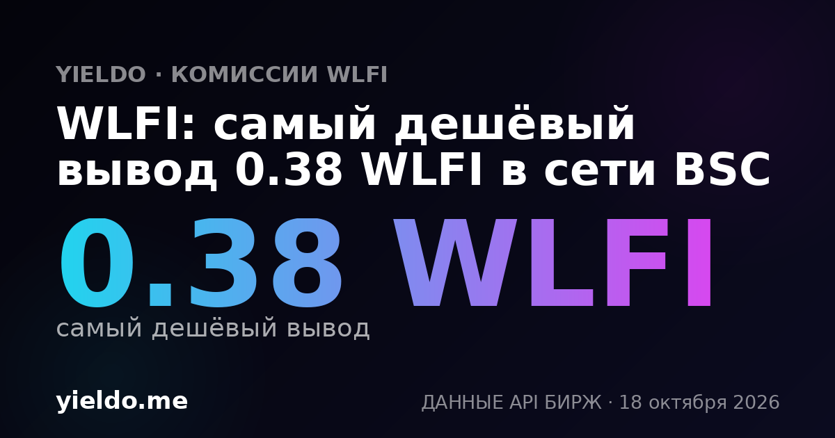 WLFI: самый дешёвый вывод 0.38 WLFI в сети BSC