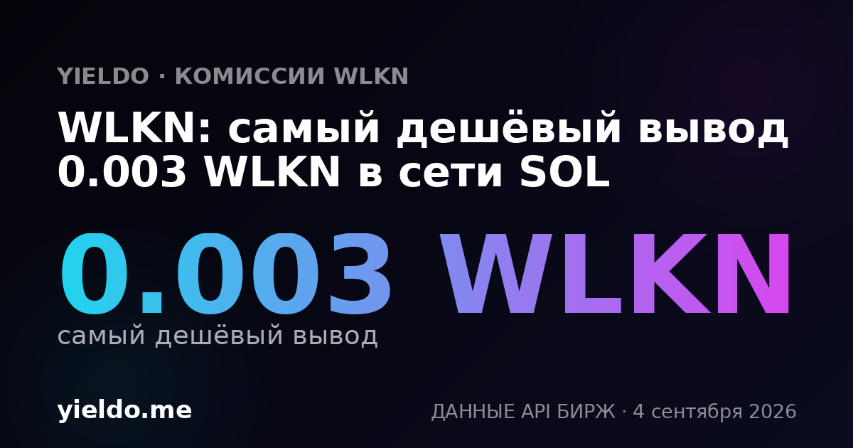 WLKN: самый дешёвый вывод 0.003 WLKN в сети SOL