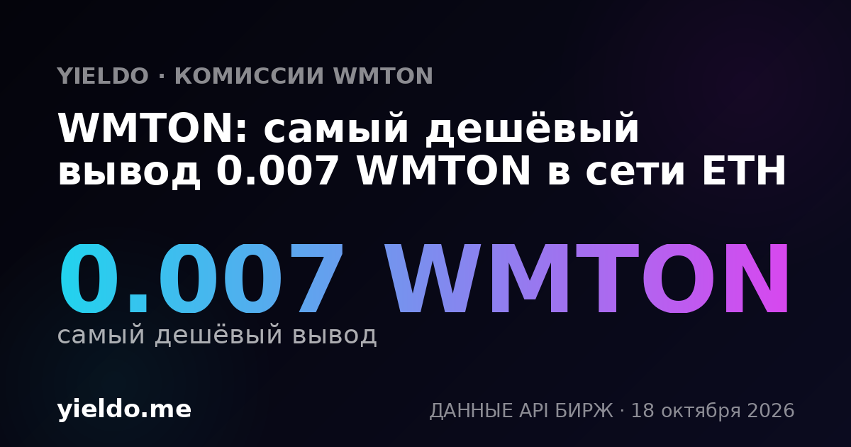 WMTON: самый дешёвый вывод 0.007 WMTON в сети ETH