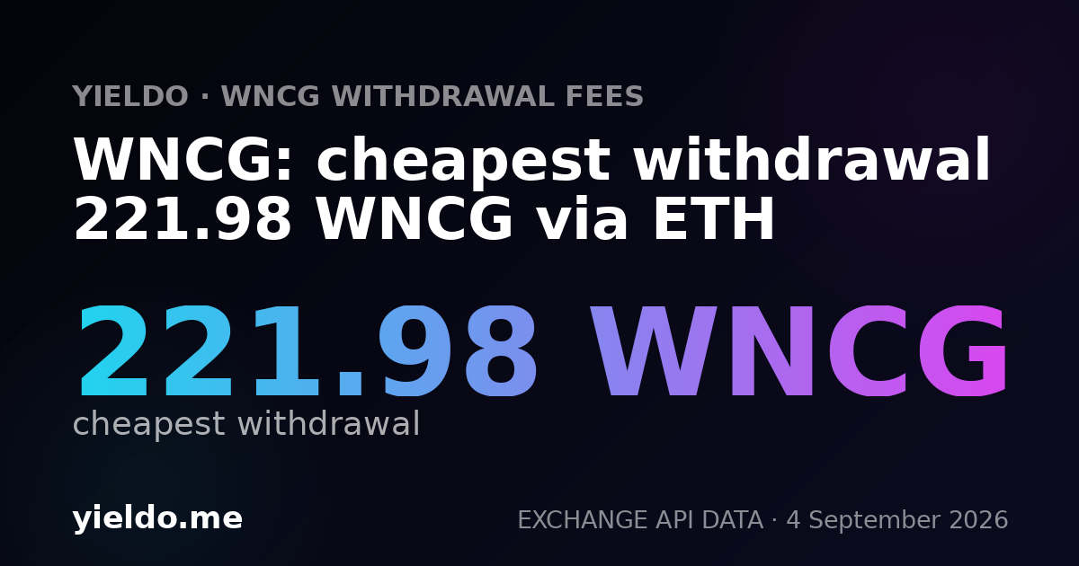 WNCG: cheapest withdrawal 221.98 WNCG via ETH